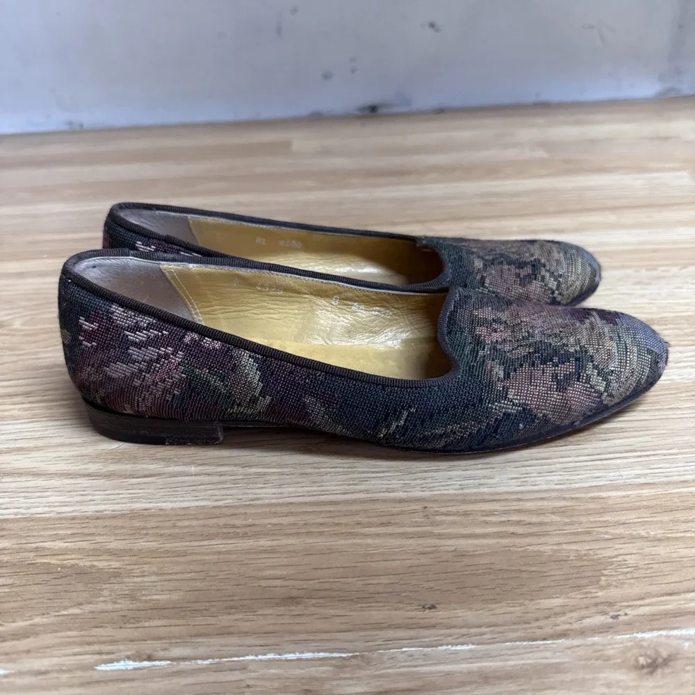 Vintage 90s Ralph Lauren tapestry loafers‎ Flats Women's Size 9 AA